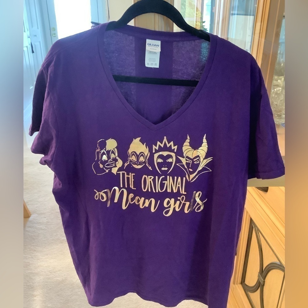 2XL “ORIGINAL MEAN GIRLS” T-SHIRT, PURPLE WITH GOLD FOIL VILLAINS